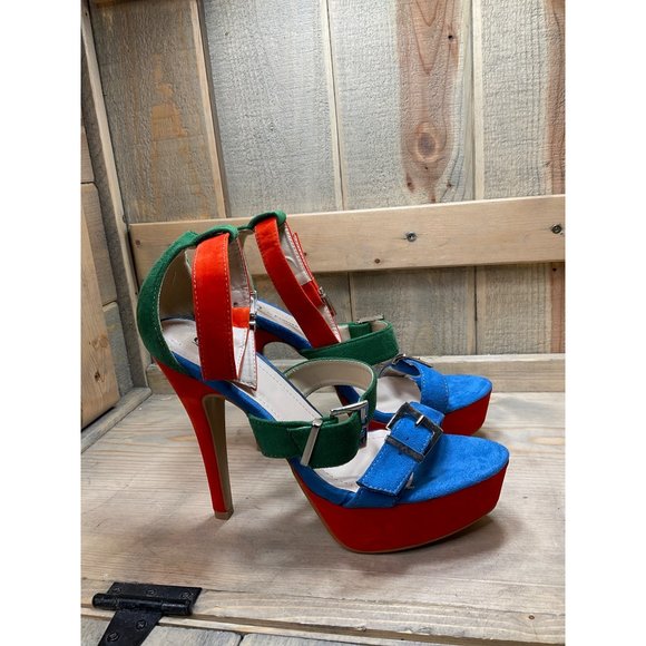 q by esquire Shoes - 9M New Q by Esquire Bright Party Heels Orange Green Blue